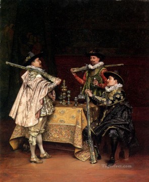 Adolphe Alexandre Lesrel Painting - Discussing The Days Shoot Academic Adolphe Alexandre Lesrel